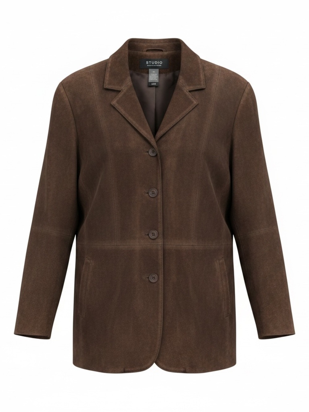 Liz Claiborne Brown Suede Leather Button-Front Tailored Blazer Women’s Medium
